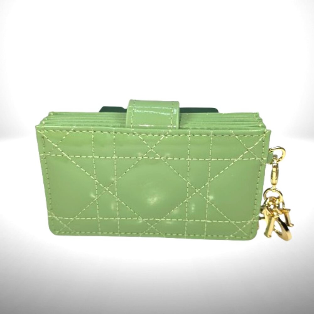 Dior Lady Dior “Jasmine” Card Holder – Mint Green Patent Cannage Calfskin - New - Picture 3 of 8
